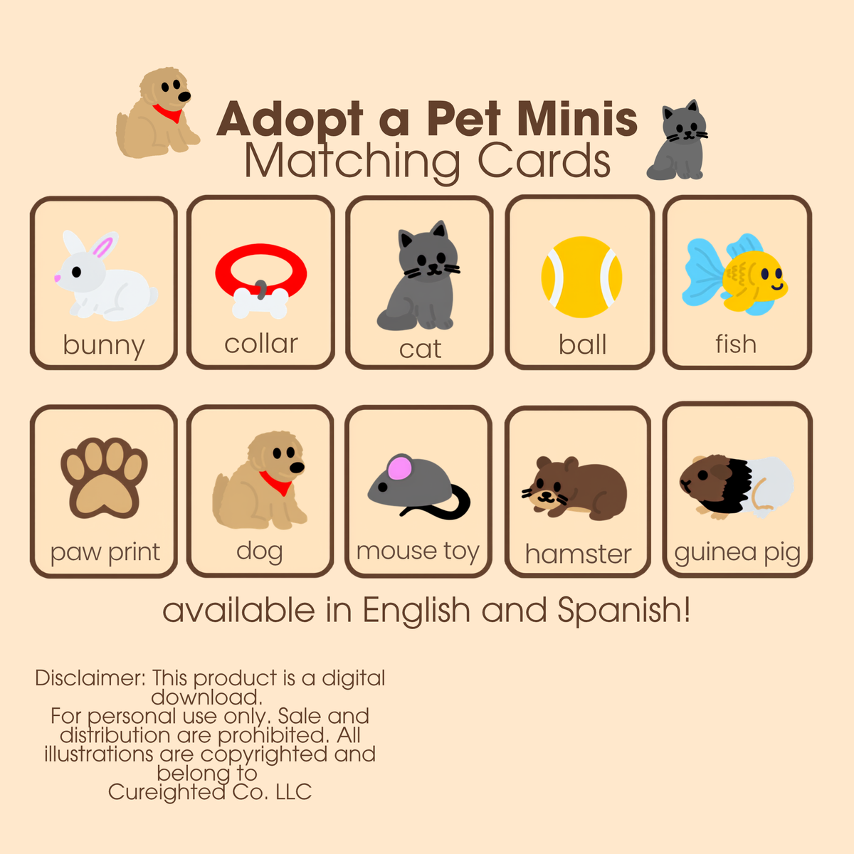 Adopt a Pet Matching Cards