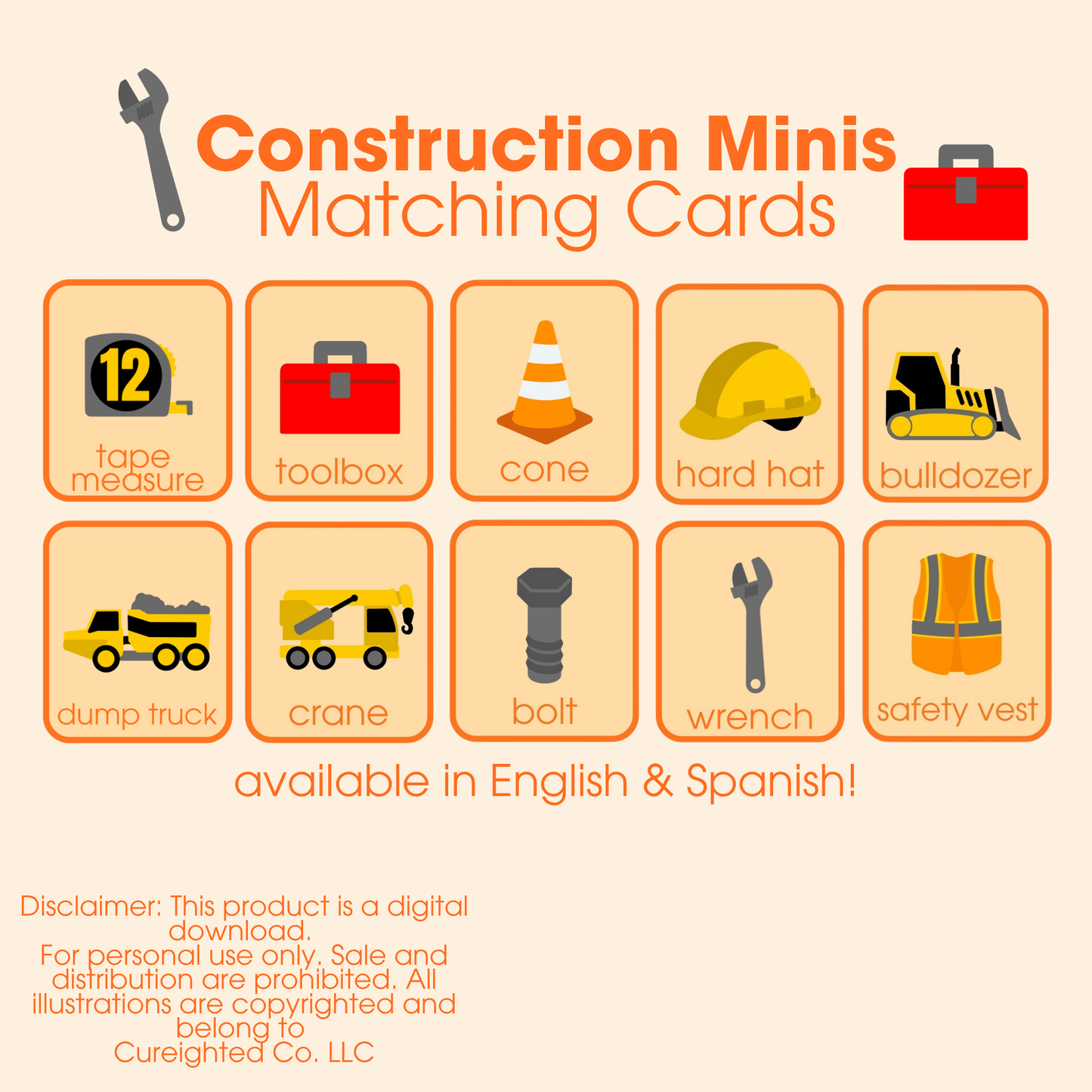 Construction Minis Matching Cards