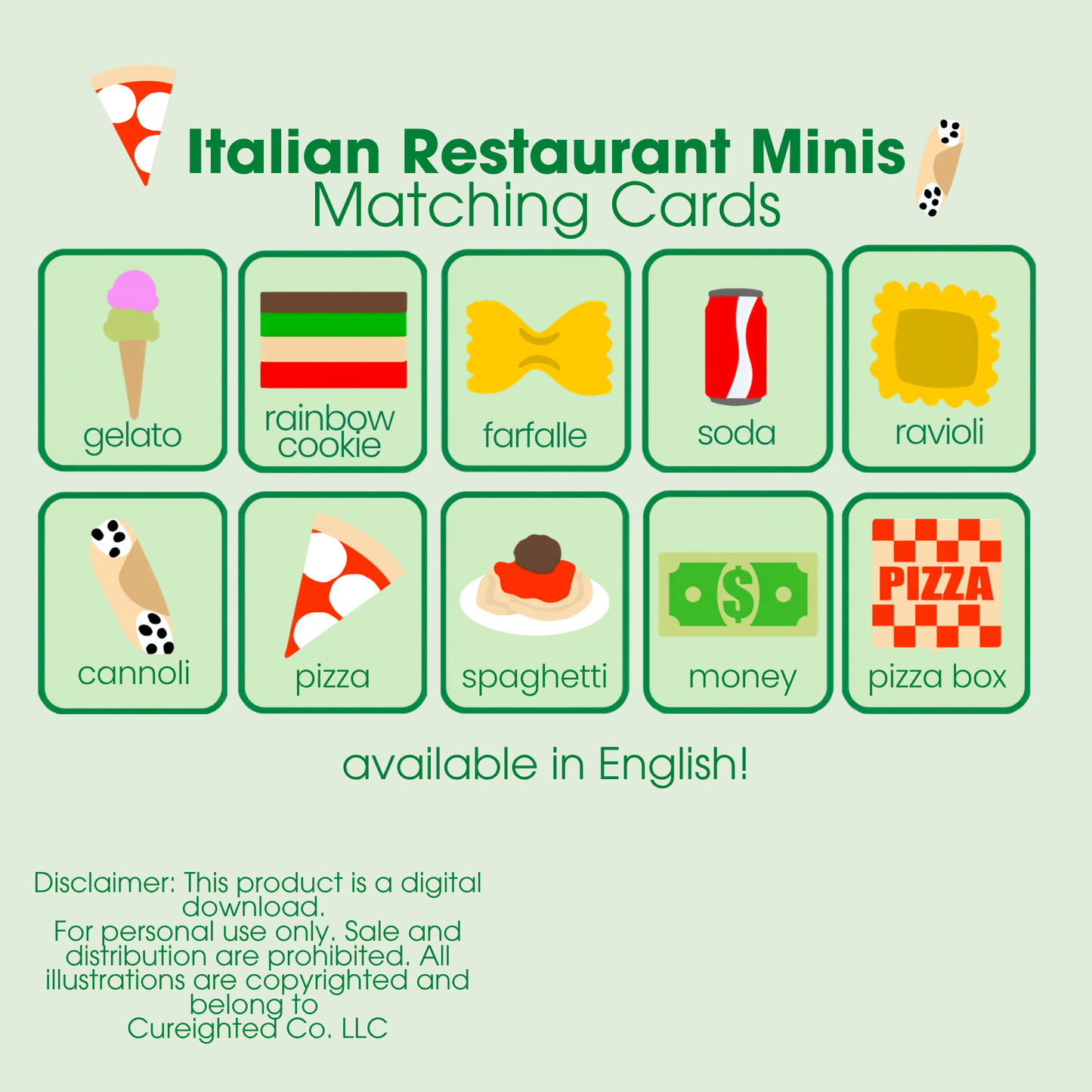 Italian Minis Matching Cards