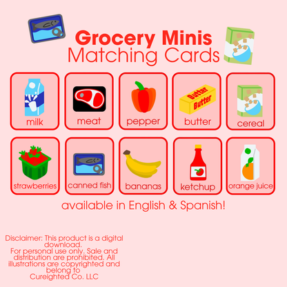 Grocery Store Mini Matching Cards