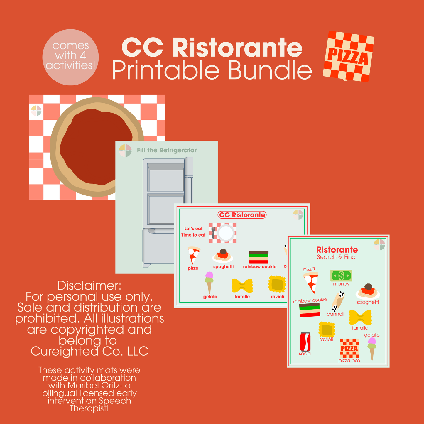 PRINTABLE CC Ristorante Activity Bundle