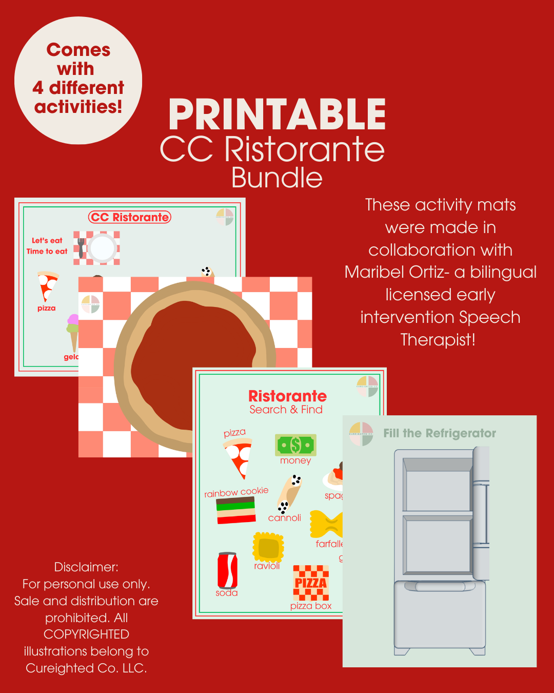 Activity Pack Restaurant PRINTABLE CC Ristorante Activity Bundle – Cureighted Co