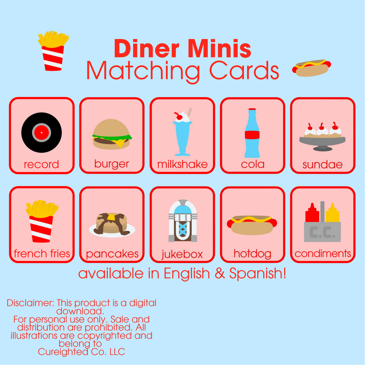 Diner Minis Matching Cards