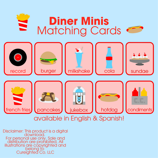 Diner Minis Matching Cards