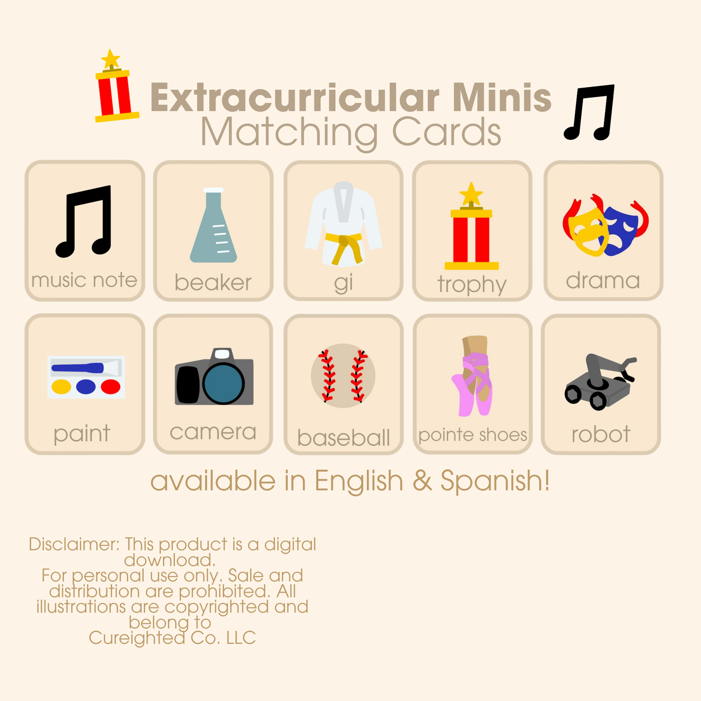 Extracurricular Minis Matching Cards