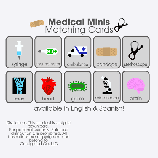 Medical Minis Matching Cards